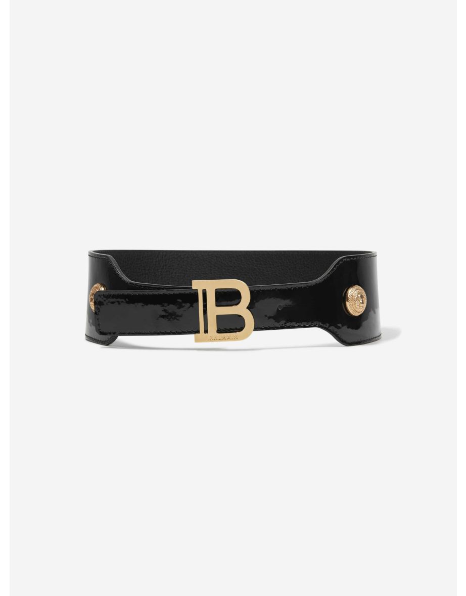Girls Varnished Leather Belt in Black - 4