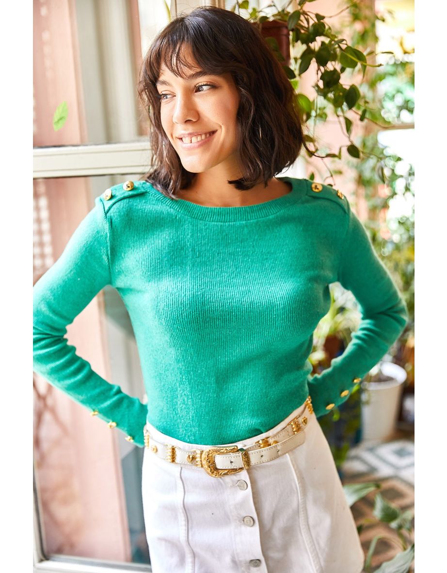 Women's Grass Green Corset Lycra With Shoulders and Cufflinks