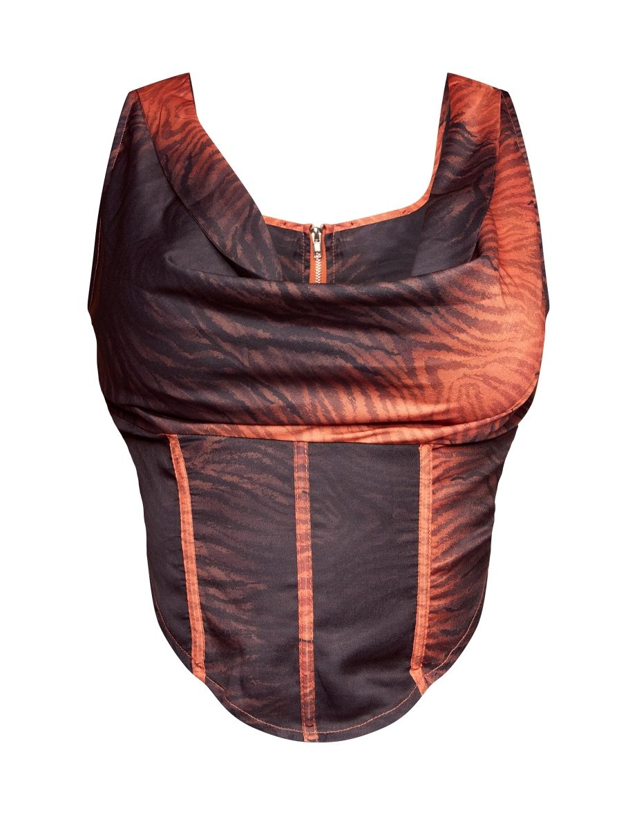 Shape Brown Zebra Printed Bardot Corset - 4