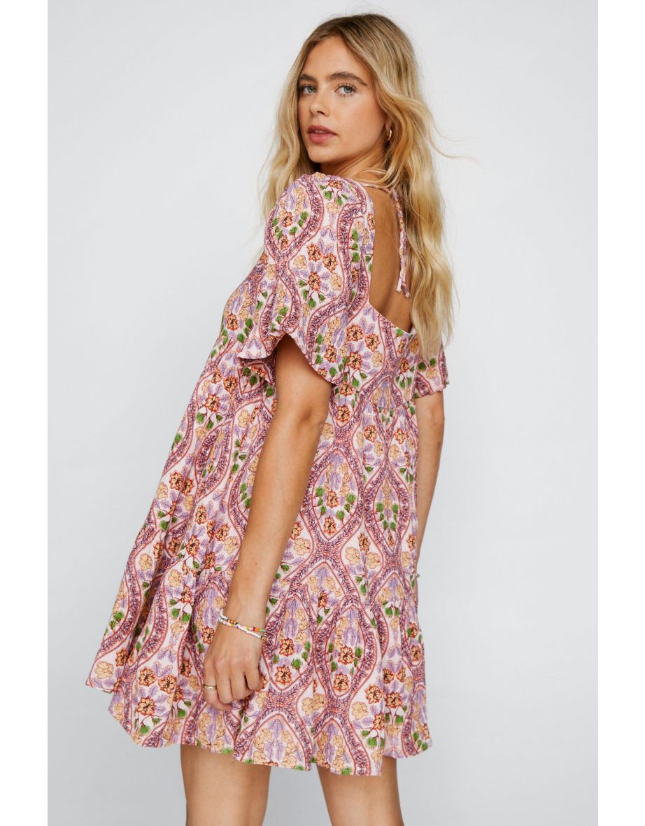 Paisley Printed Smock Mini Dress - 3