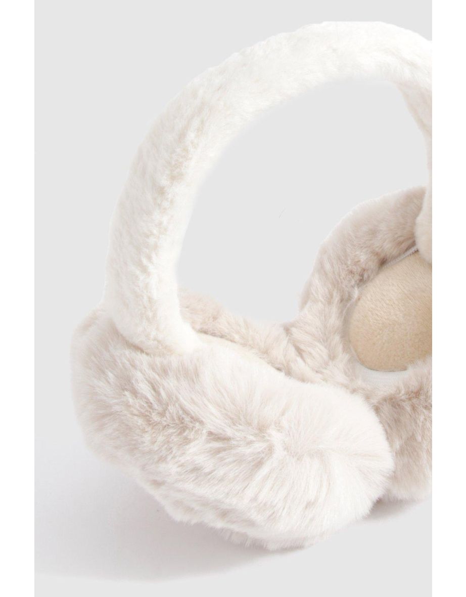 Faux Fur Soft Fluffy Ear Muffs - beige - 2