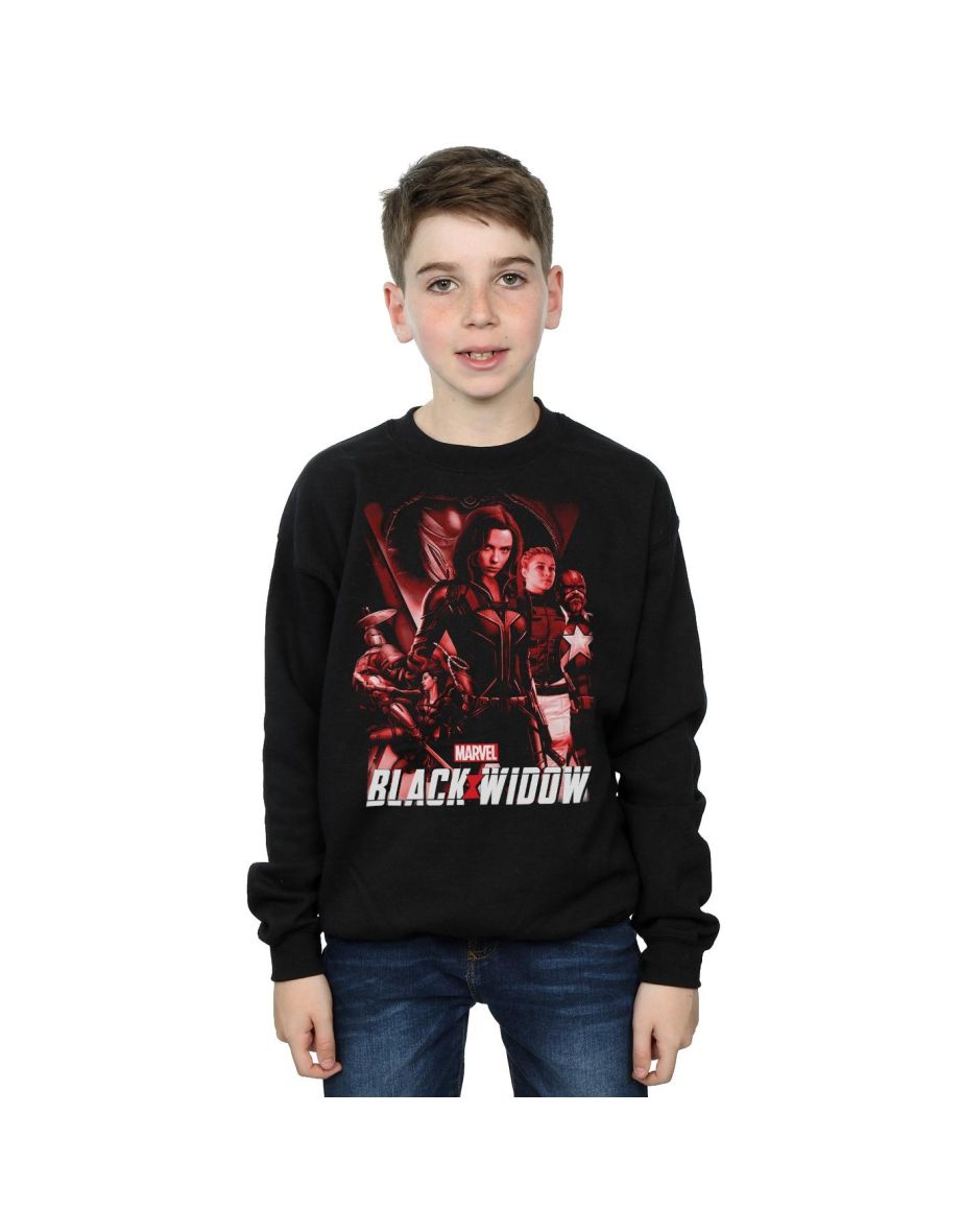 Marvel Boys Black Widow Movie Red Group Sweatshirt - Black