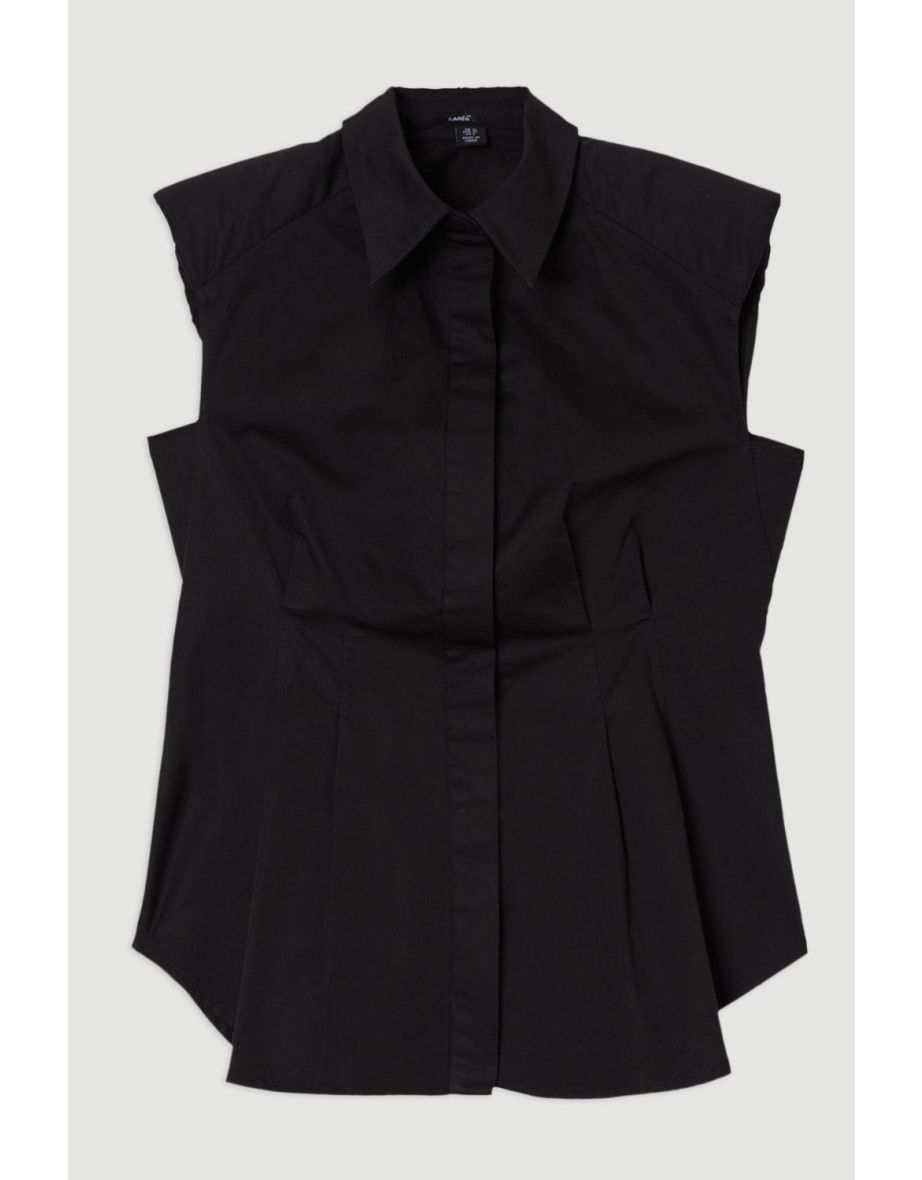 Cotton Sleeveless Tailored Shirt - 3