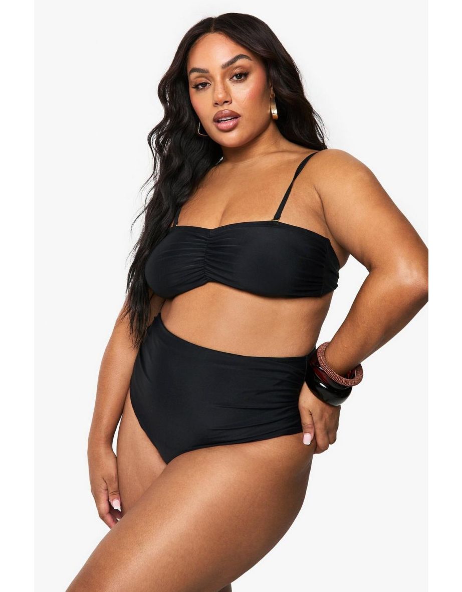 Plus Tummy Control Bikini Bottoms - black