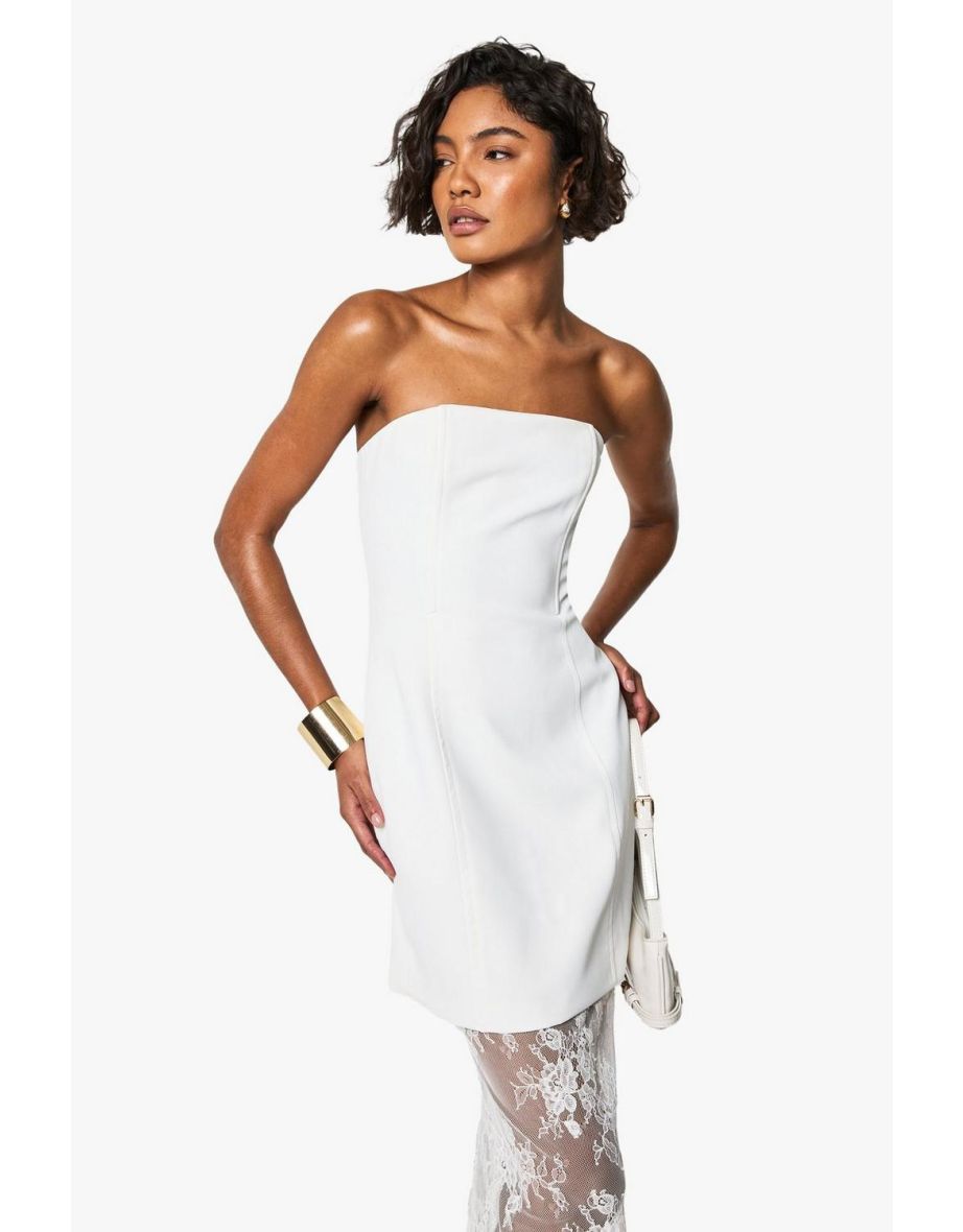 Tall 2 in 1 Lace Fit and Flare Maxi Dress - white - 3