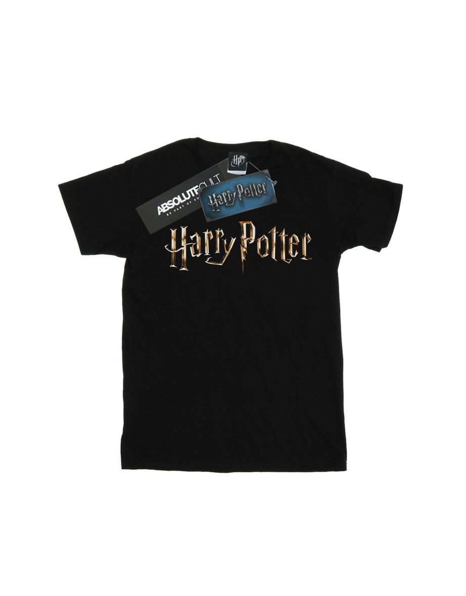 Harry Potter Womens/Ladies Full Colour Logo Cotton Boyfriend T-Shirt - Black - 1