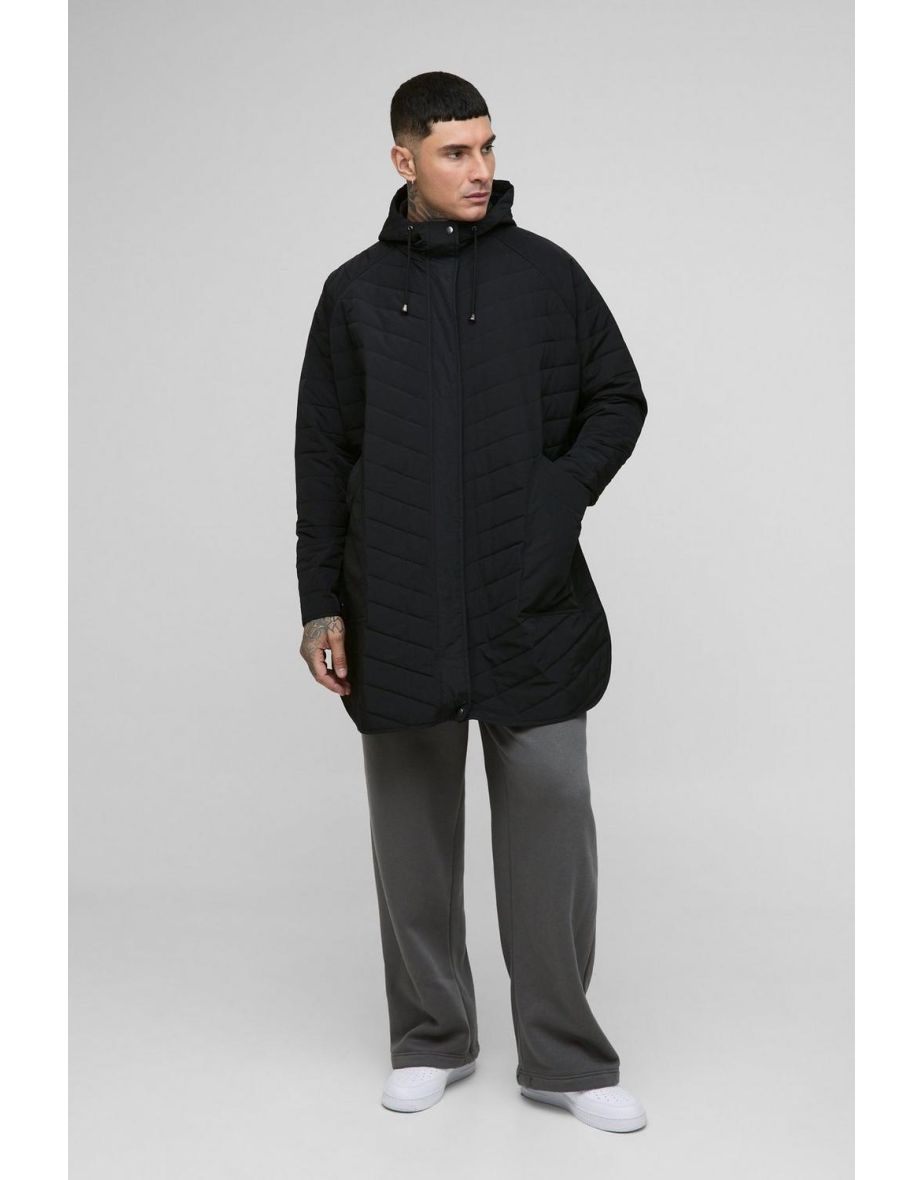 Tall Quilted Popper Side Festival Jacket  - black