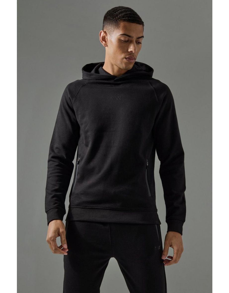 Man Active Pro Fleece Hoodie & Skinny Fit Jogger Tracksuit - black - 2