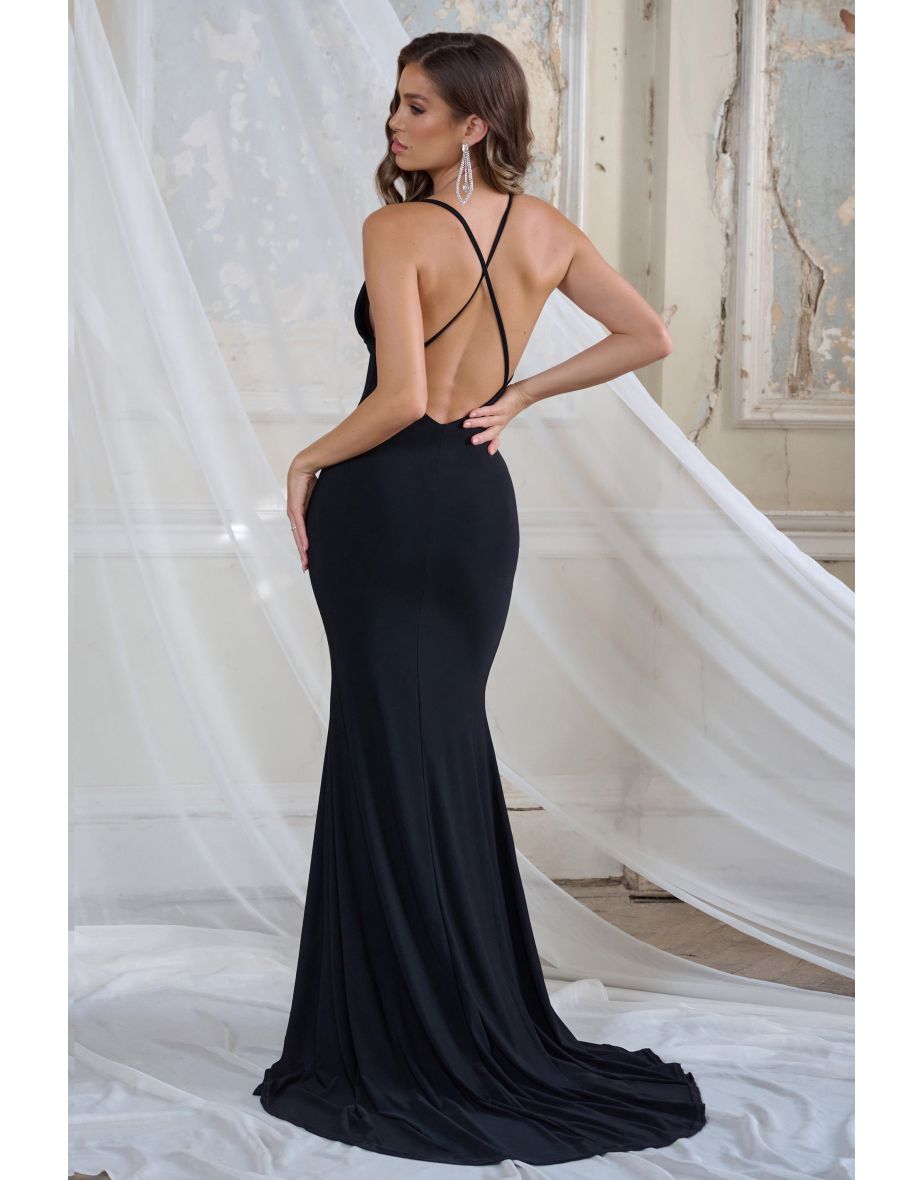 Black Cross Back Maxi Dress - 5