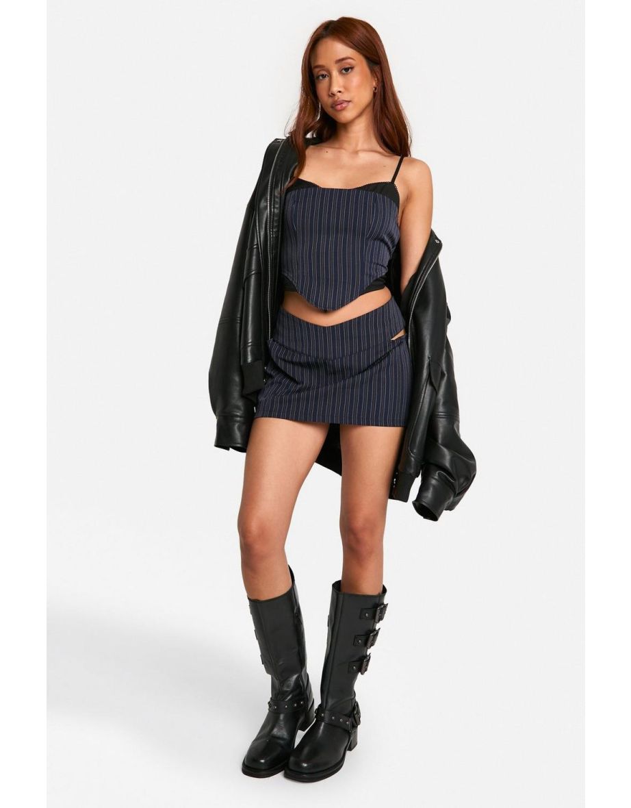 Pinstripe Layered Cami Corset Top