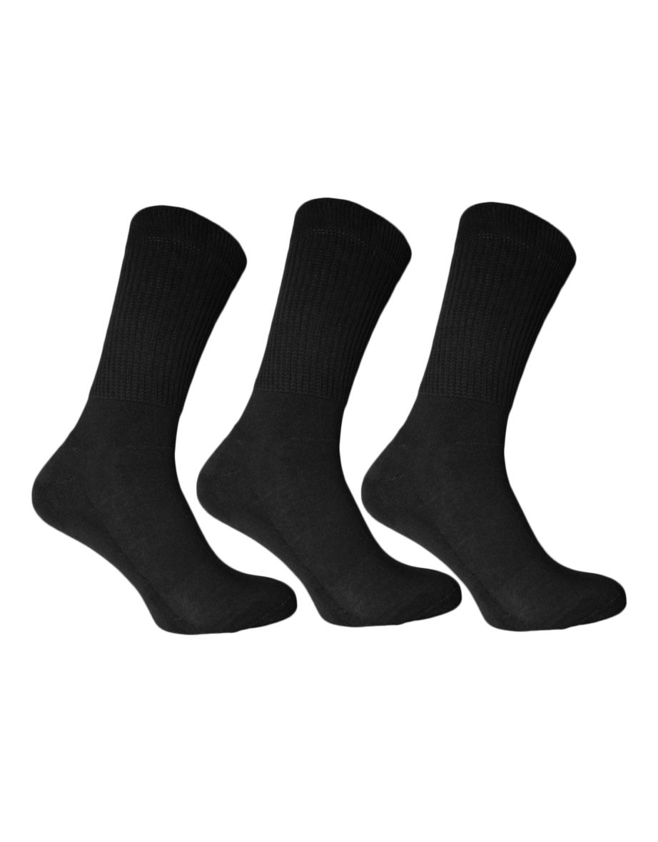 Simply Essentials Mens Big Foot Memory Cushioned Socks (Pack Of 3) - Black