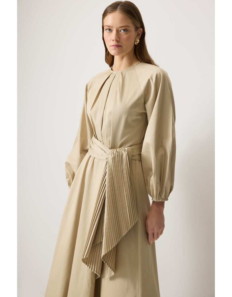 DRESS WITH PLEATED BELT - 2