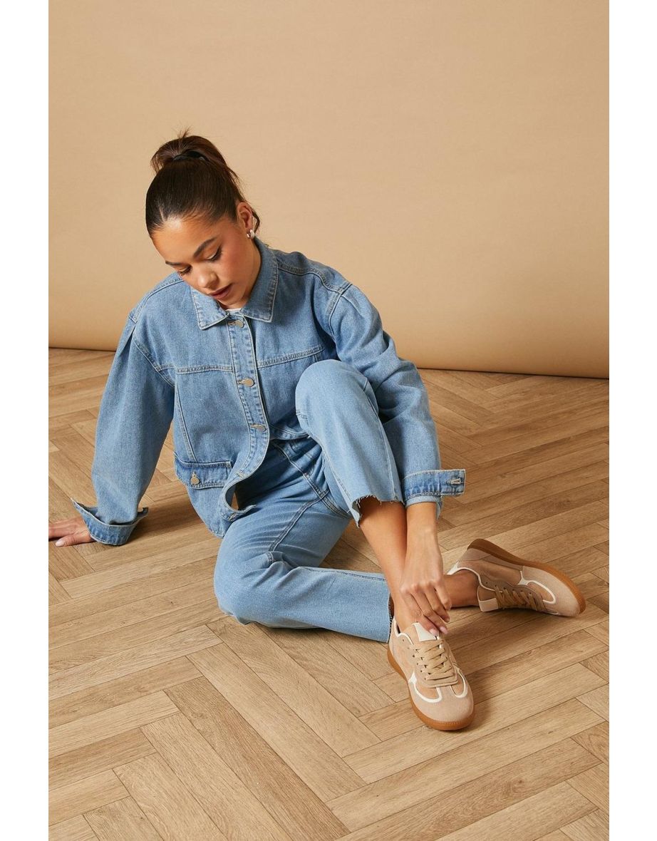 Delcie Suede Side Stripe Lace Up Trainers
