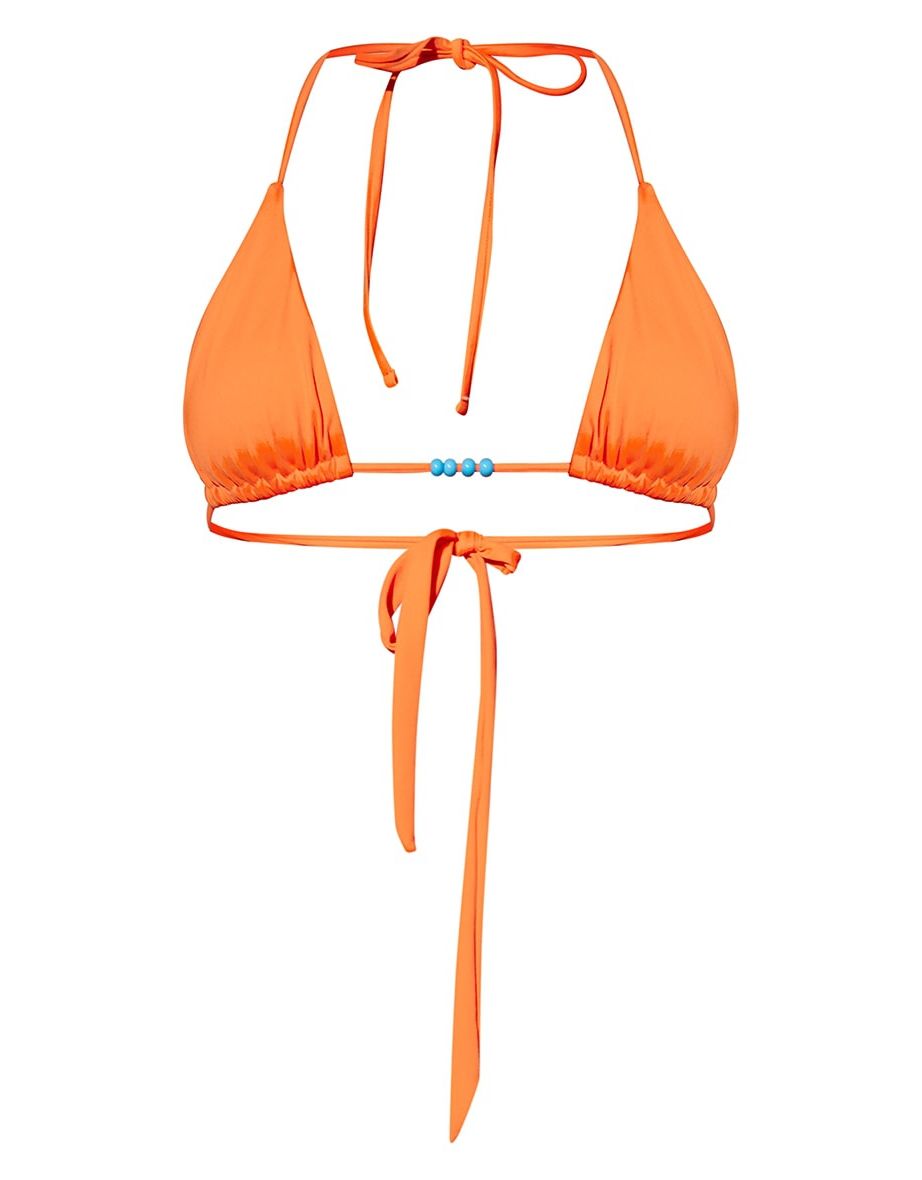 Orange Beaded Triangle Bikini Top - 2