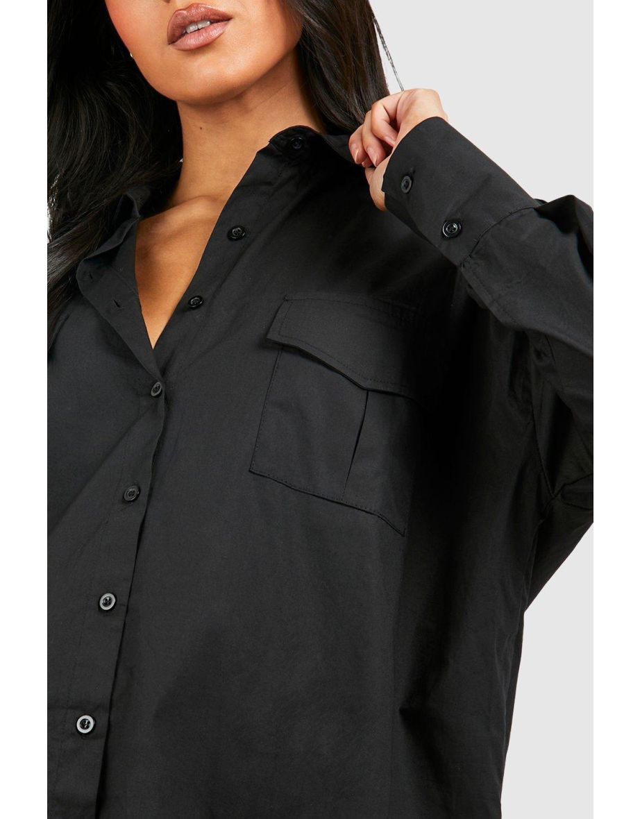 Maternity Oversized Utility Shirt - black - 3