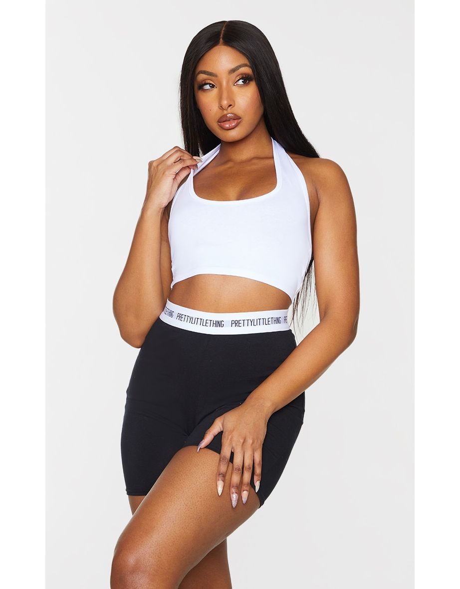 Essential White Halterneck Crop Top