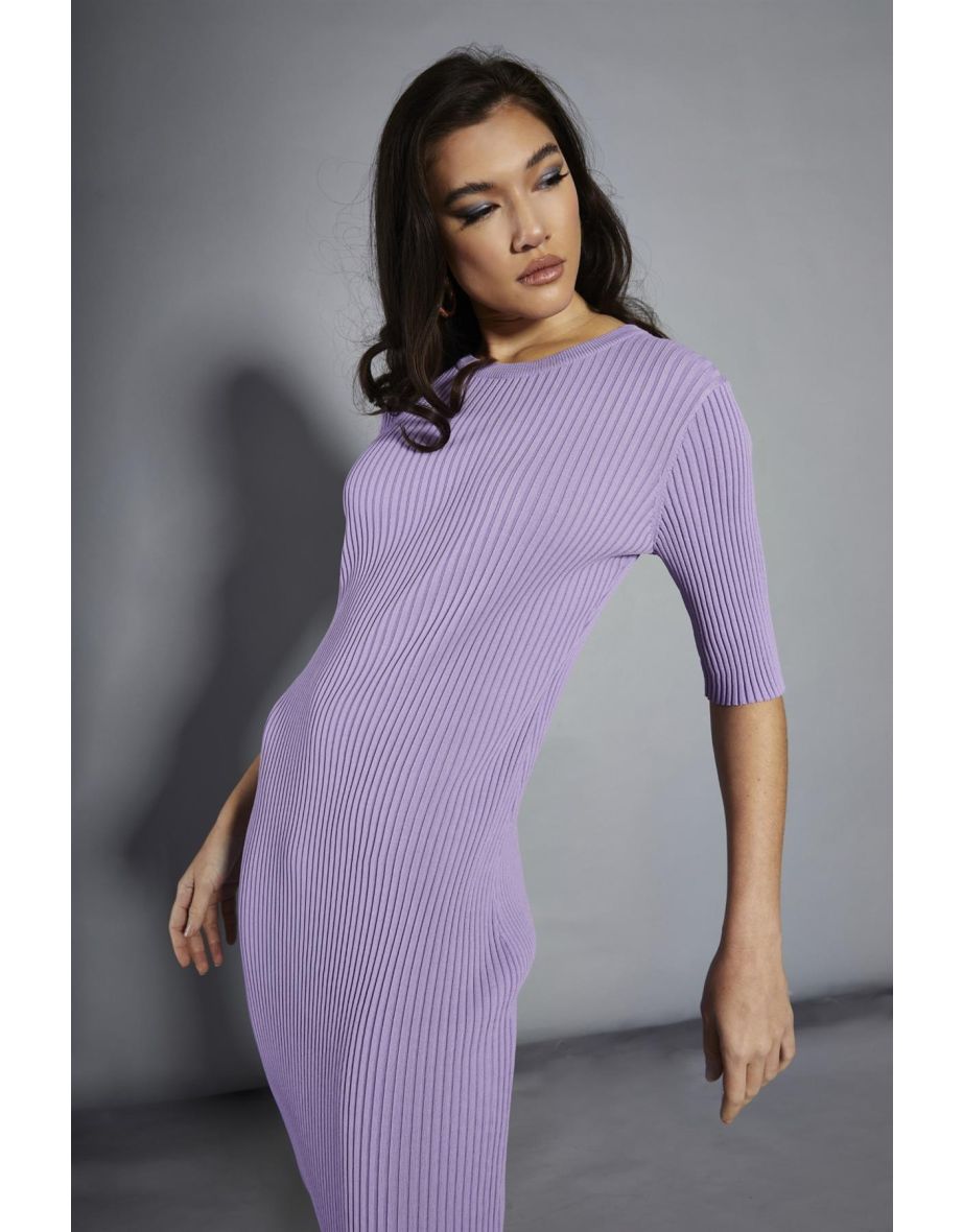 Lavender Rib-Knit Maxi-Dress - 3