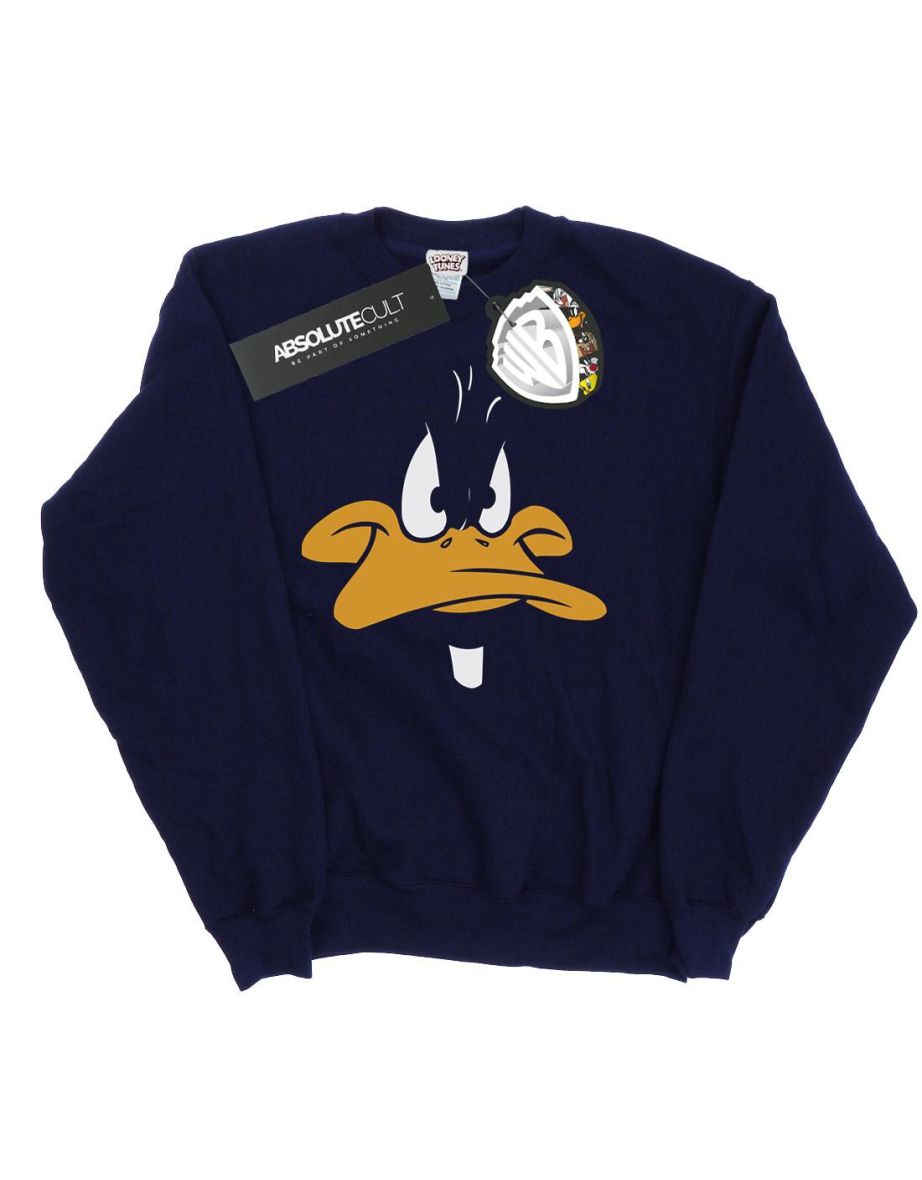 Looney Tunes Boys Daffy Duck Big Face Sweatshirt - Navy Blue
