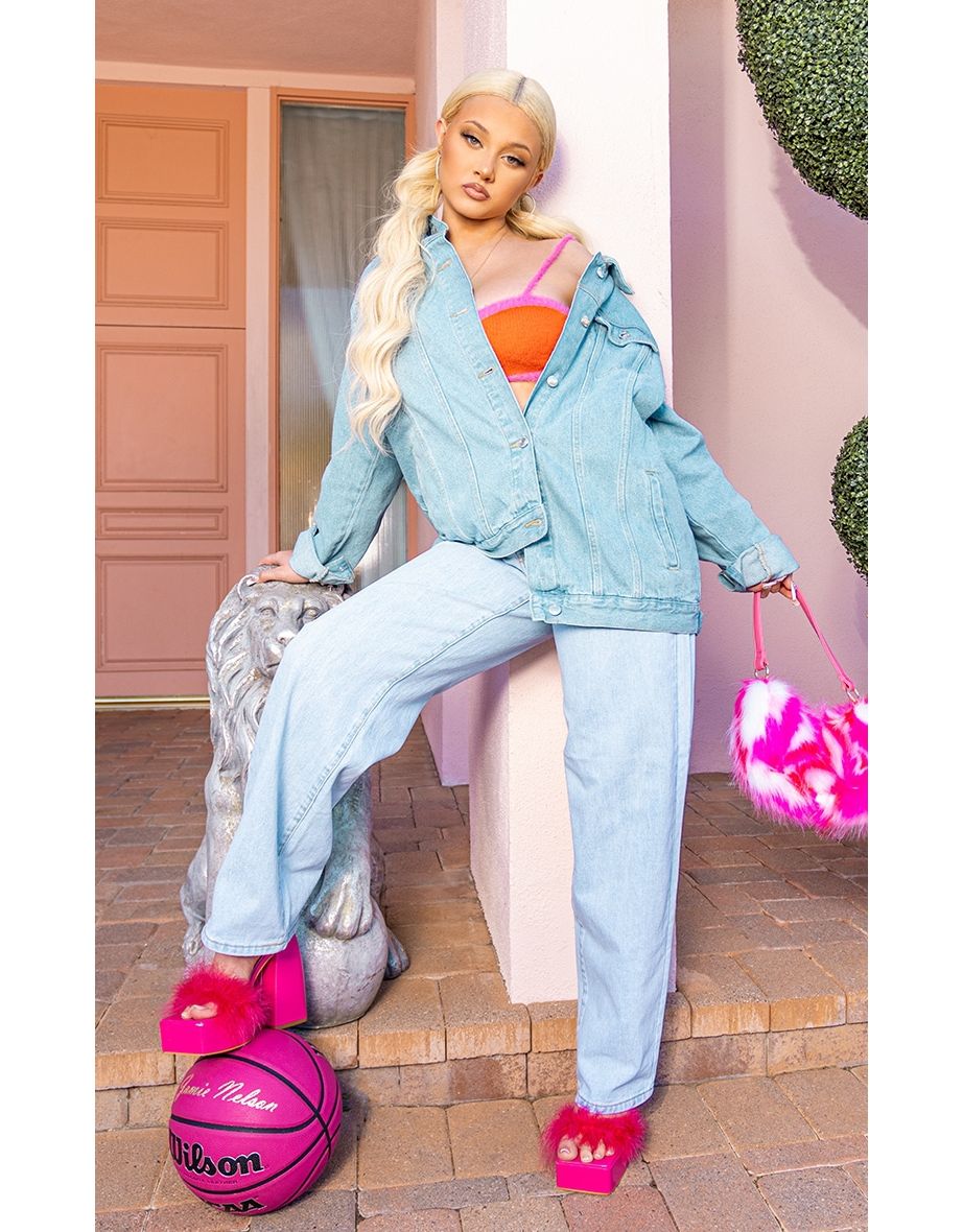 Light Blue Wash Dipped Back Waistband Boyfriend Jeans