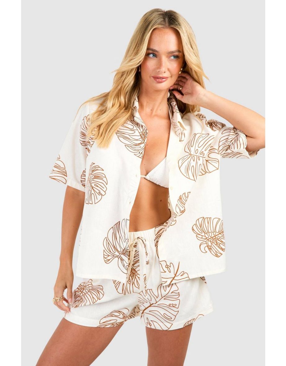 Tropical Linen Look Shirt & Short Beach Co-ord