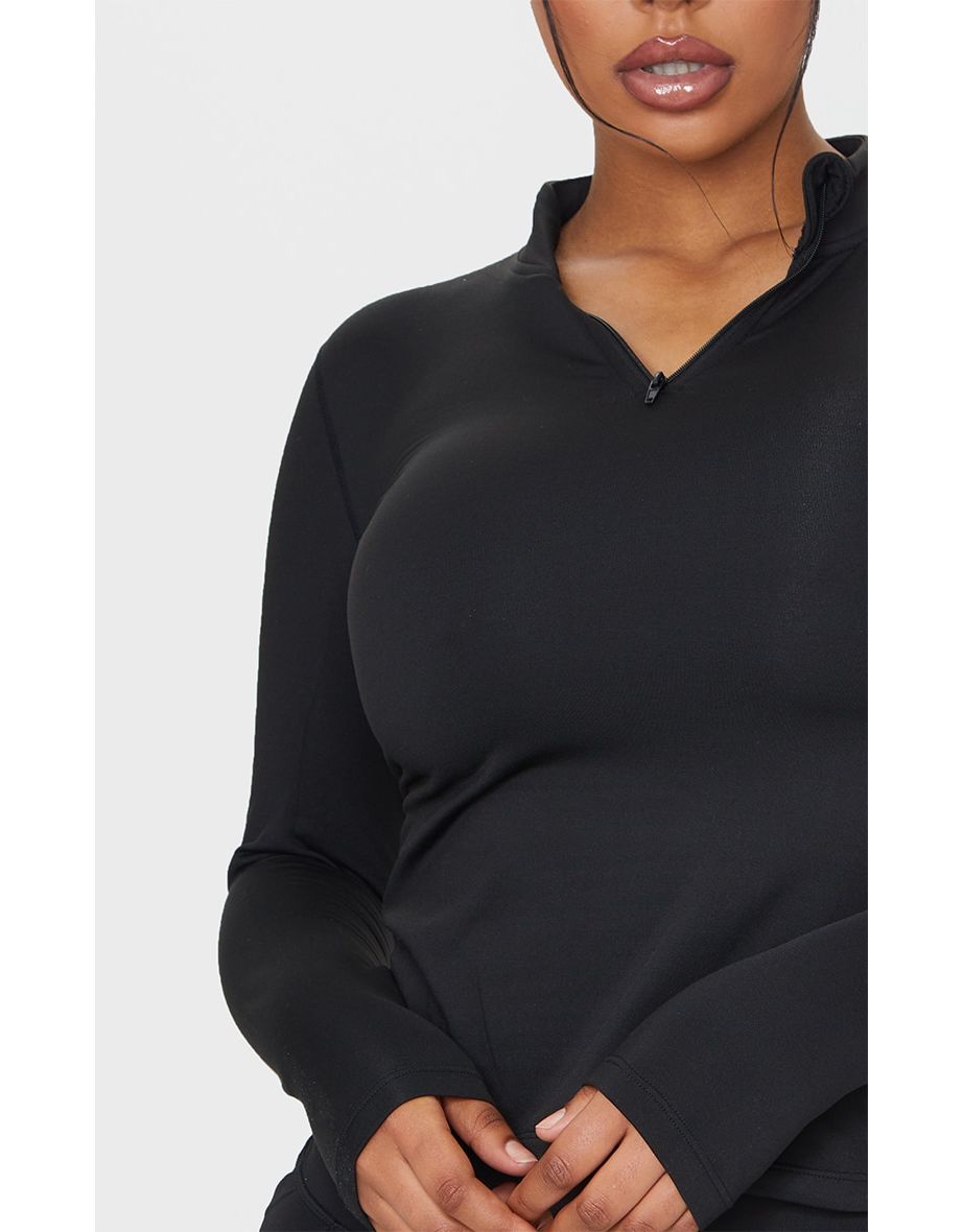 black long sleeve gym top womens