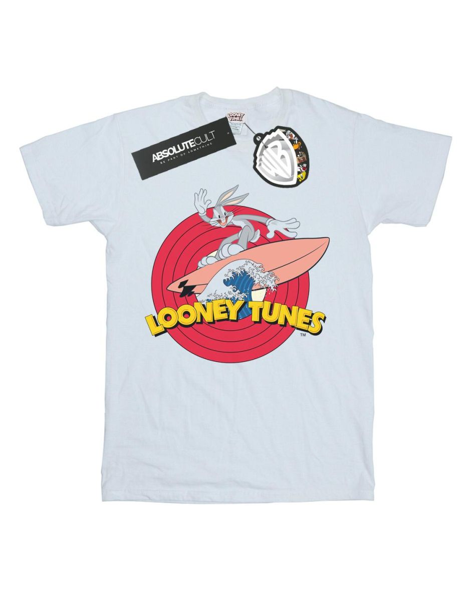 Looney Tunes Mens Bugs Bunny Surfing T-Shirt - White