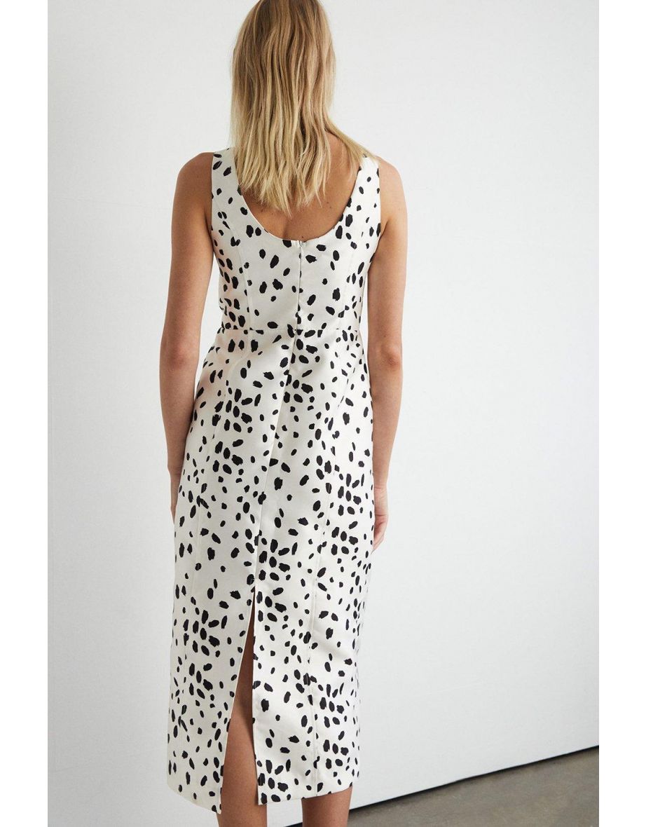 Dalmatian Print Satin Twill Corset Midi Dress - 2