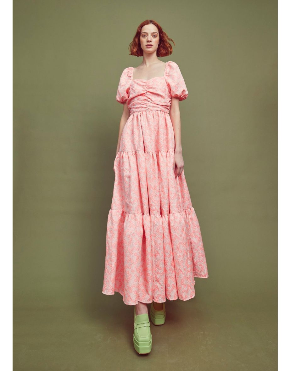 Petite Zara Ruched Bodice Maxi Dress - Pink Daisies - 3