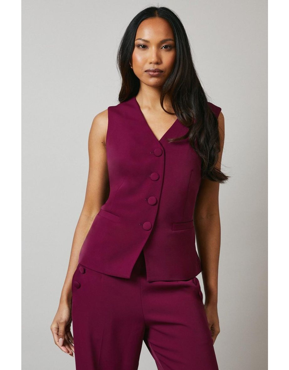 Self Covered Button Detail Waistcoat