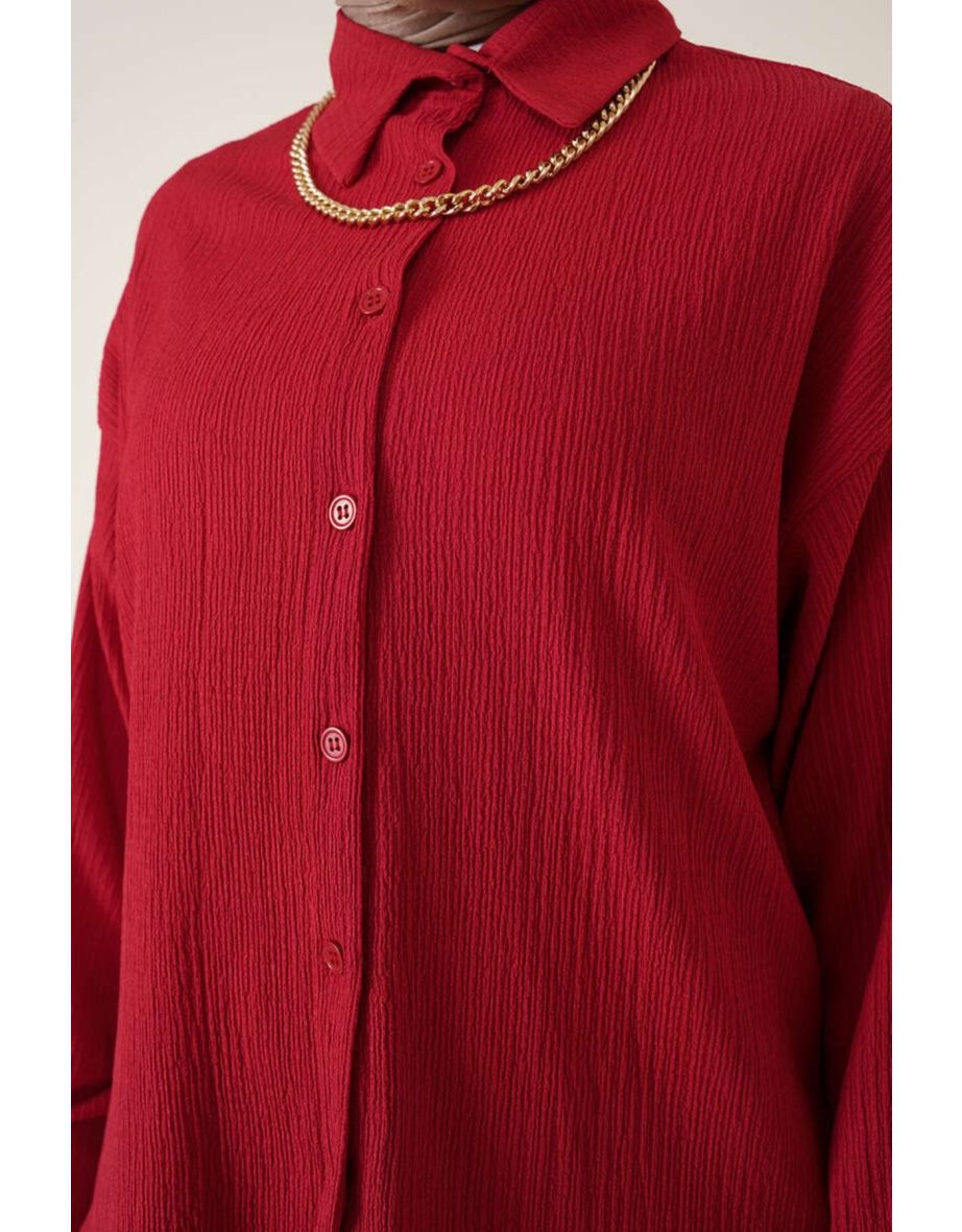 Knitted Hijab Double Suit - Red - 3