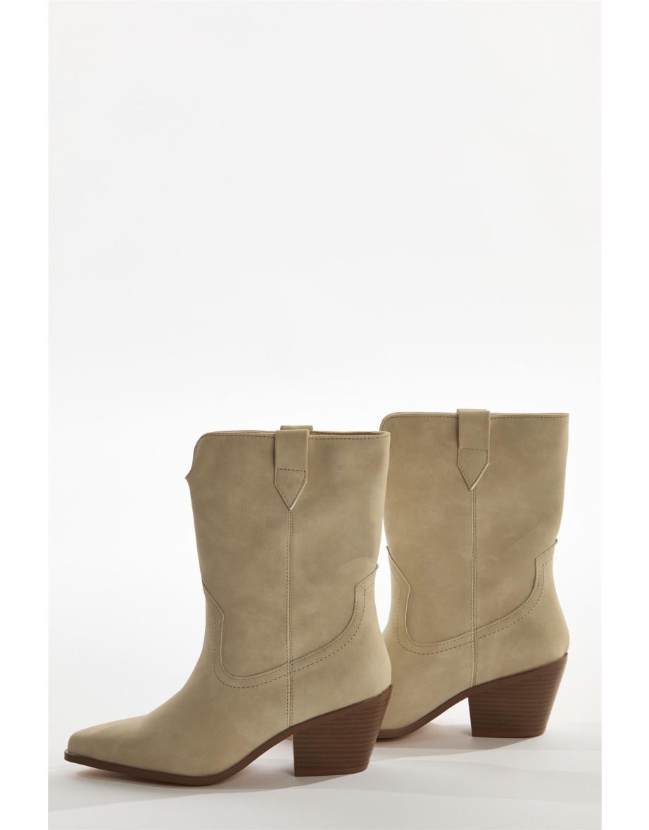 Cream Cowboy Ankle-Boots - 3