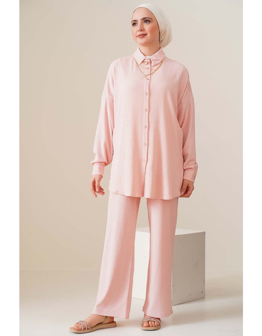 Knitted Hijab Double Suit - Powder