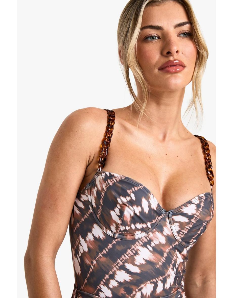 Tie Dye Chain Strap Swimsuit - 2