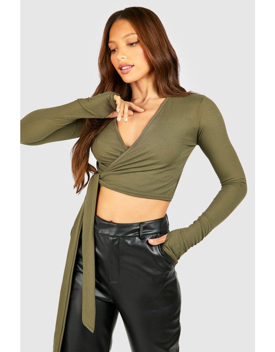 Tall Brushed Rib Ballet Wrap Top - 3