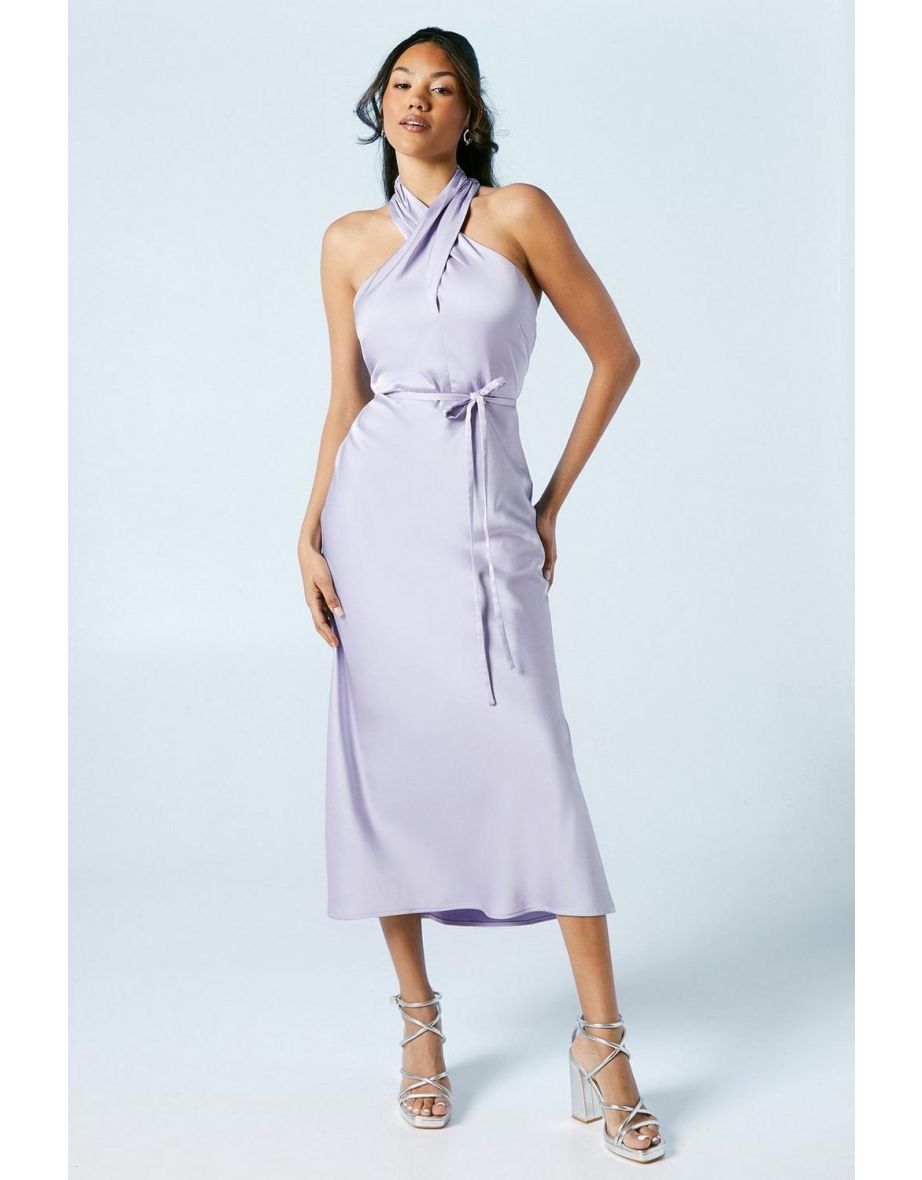 Cross Front Halterneck Bridesmaids Dress