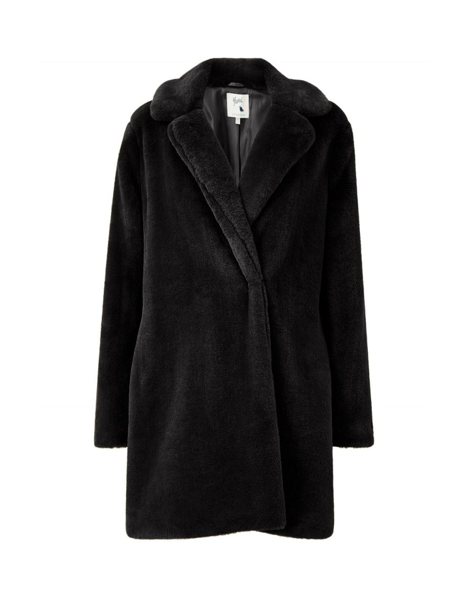 Yumi Black Faux Fur Coat - 4