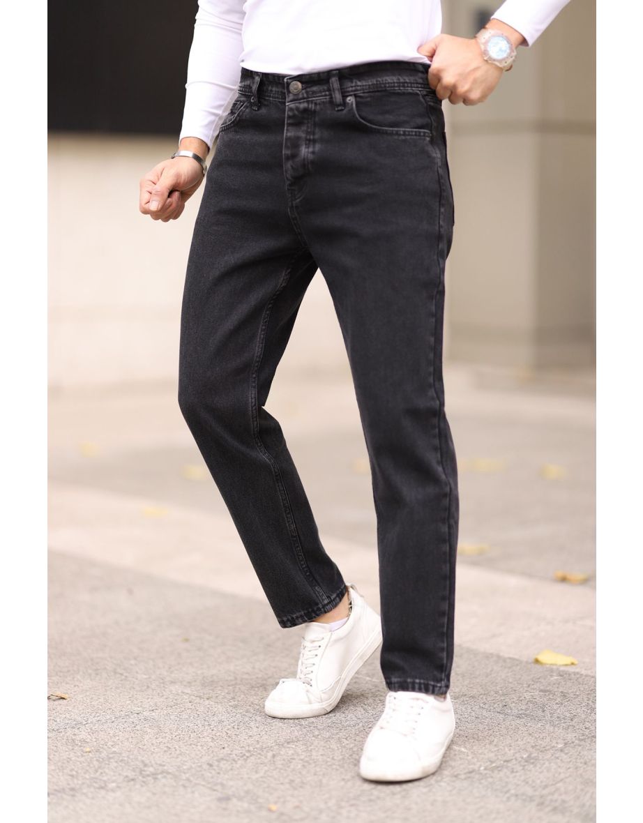 Black Men's Boyfriend Jeans Denim Pants