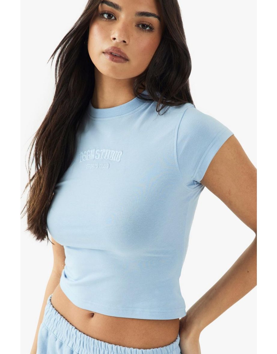 Dsgn Studio Sports Club Embroidered Baby T-Shirt - light blue - 3