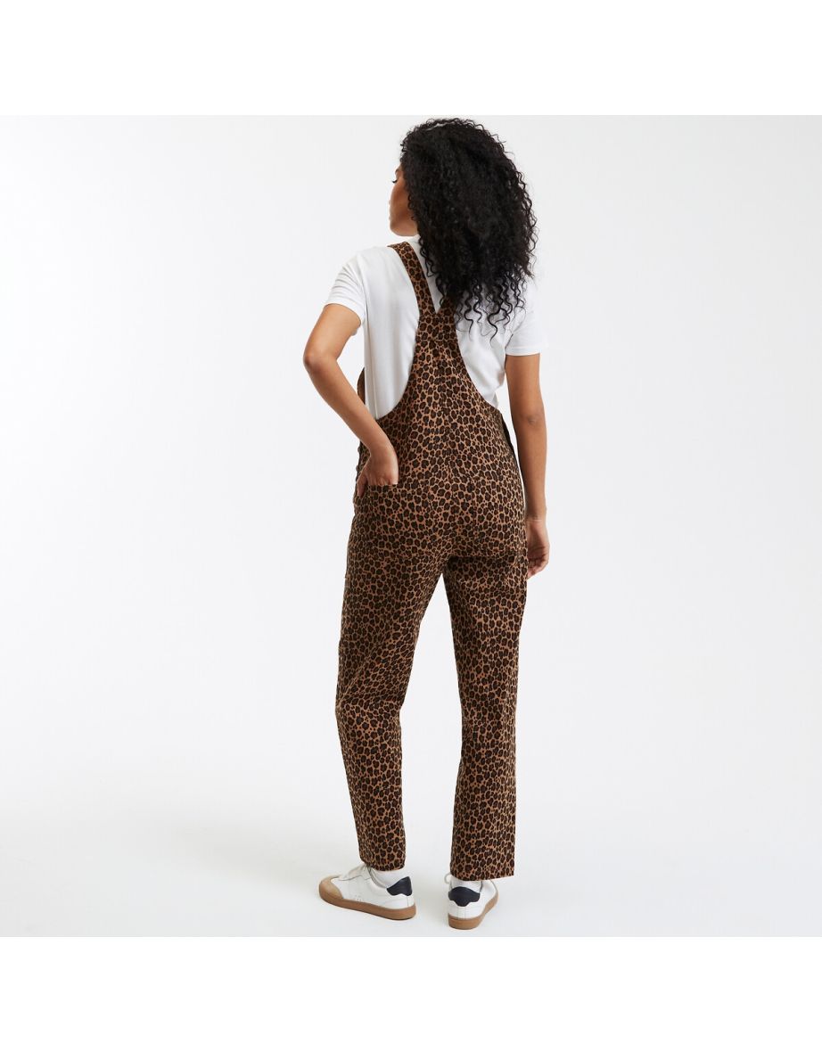 Animal Print Maternity Dungarees in Organic Cotton - 4
