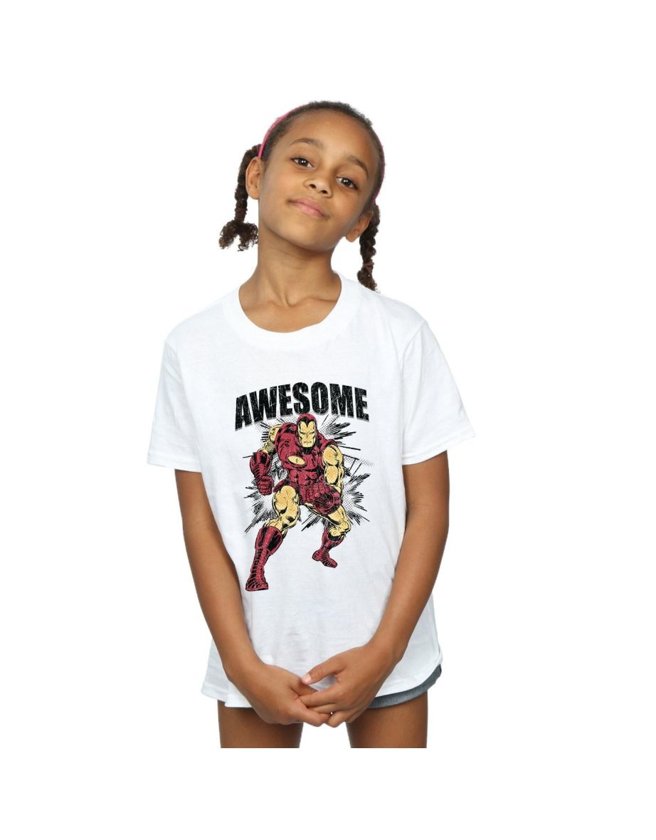 Marvel Girls Awesome Iron Man Cotton T-Shirt - White