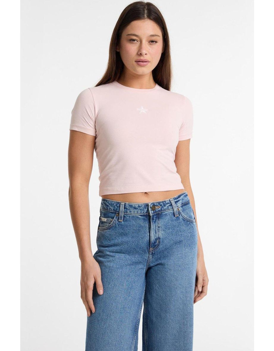 GJ SS CN BABY EMB STAR TEE PINK
