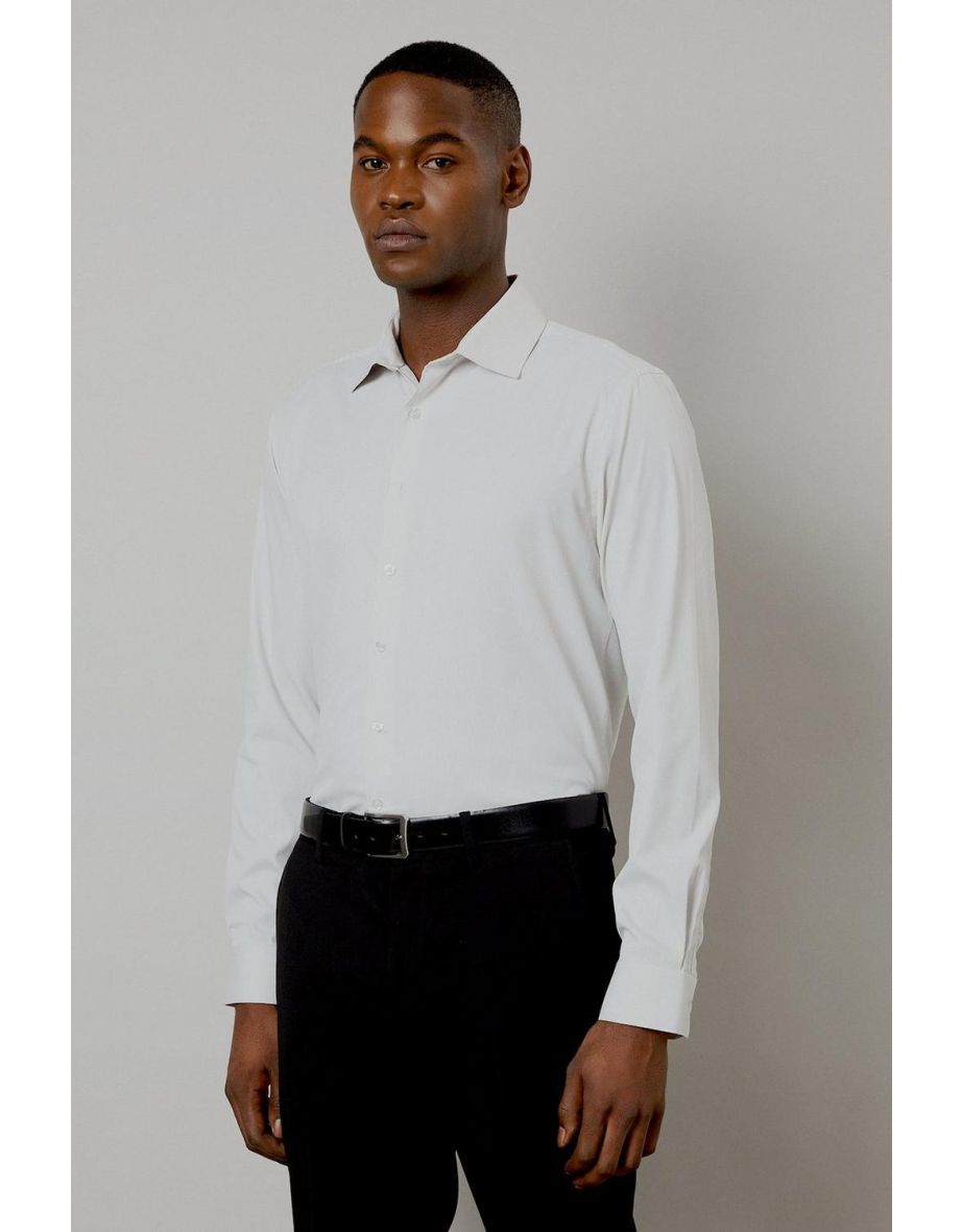 Burton Slim Fit Stretch Non-Iron Stripe Long Sleeve Shirt - 3