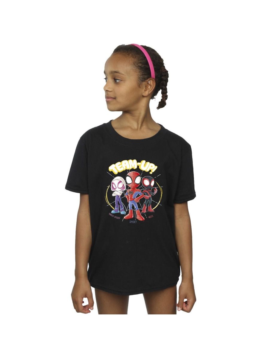 Marvel Girls Spidey And His Amazing Friends Sketch Cotton T-Shirt - Black