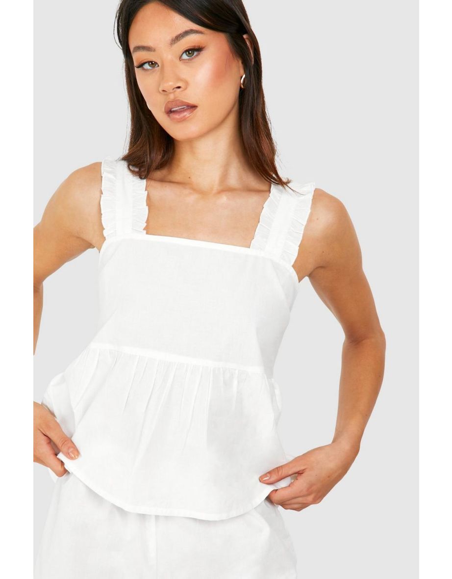 Tall Ruffle Detail Poplin Pj Set - white - 3