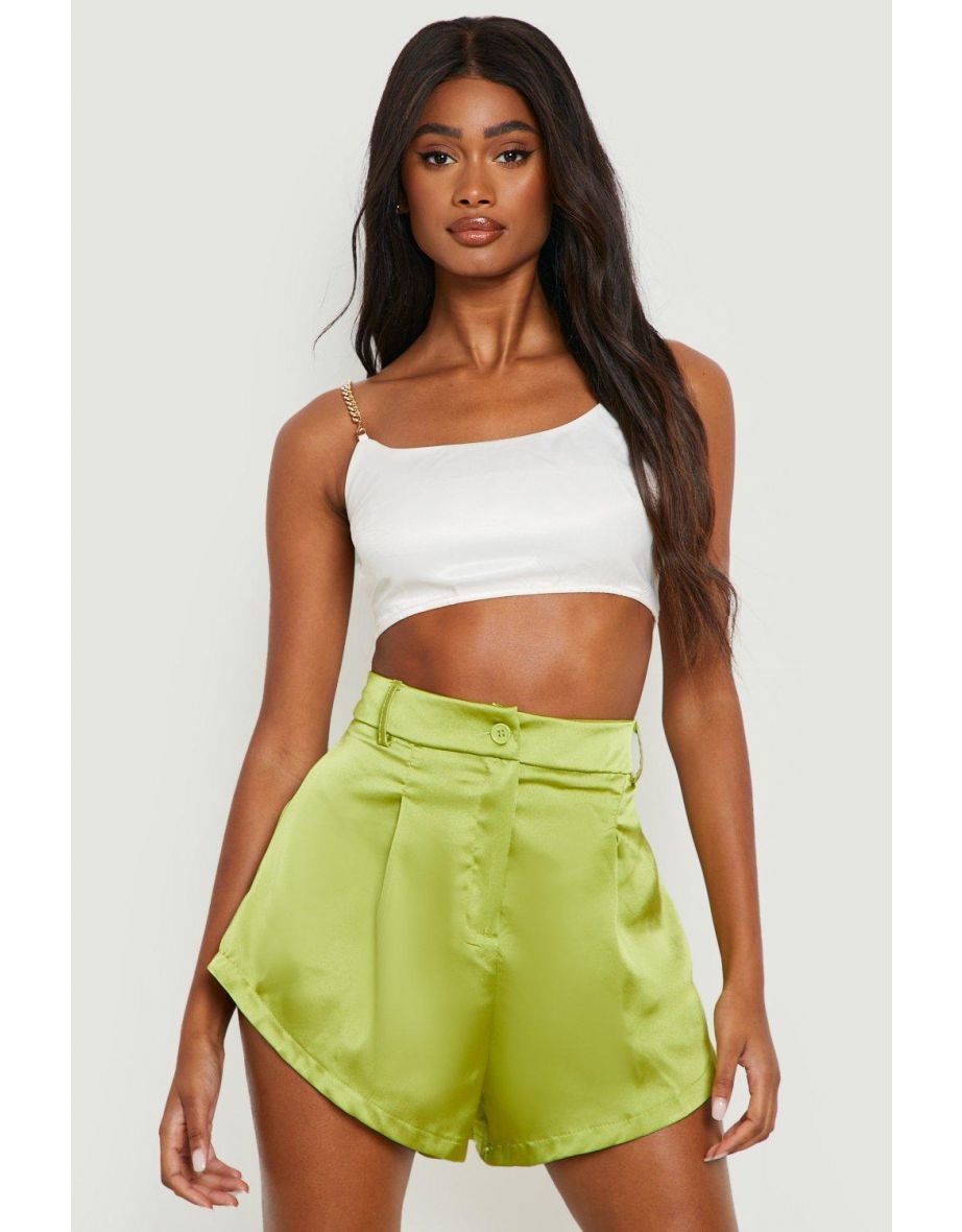 Satin Tailored Short - lime