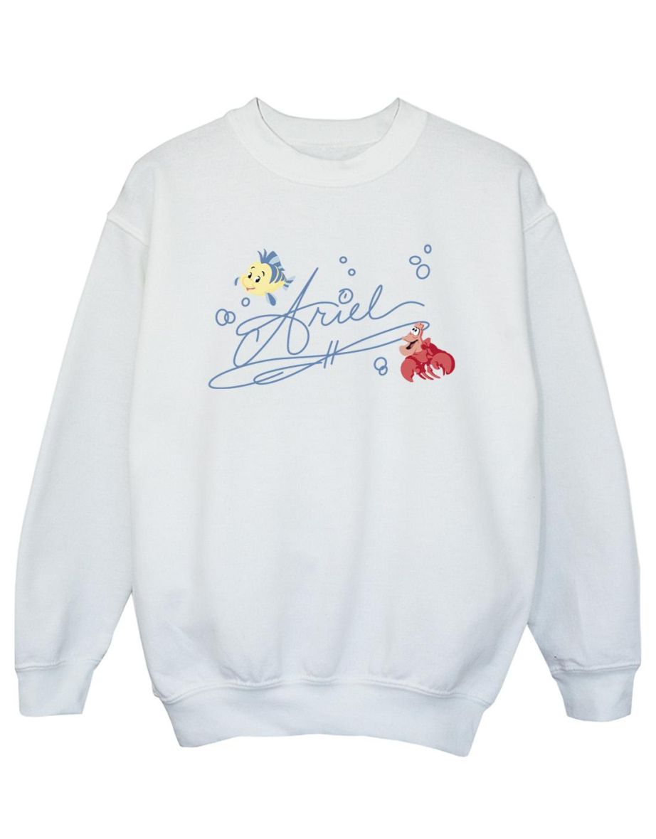Disney Girls The Little Mermaid Ariel Sweatshirt - White