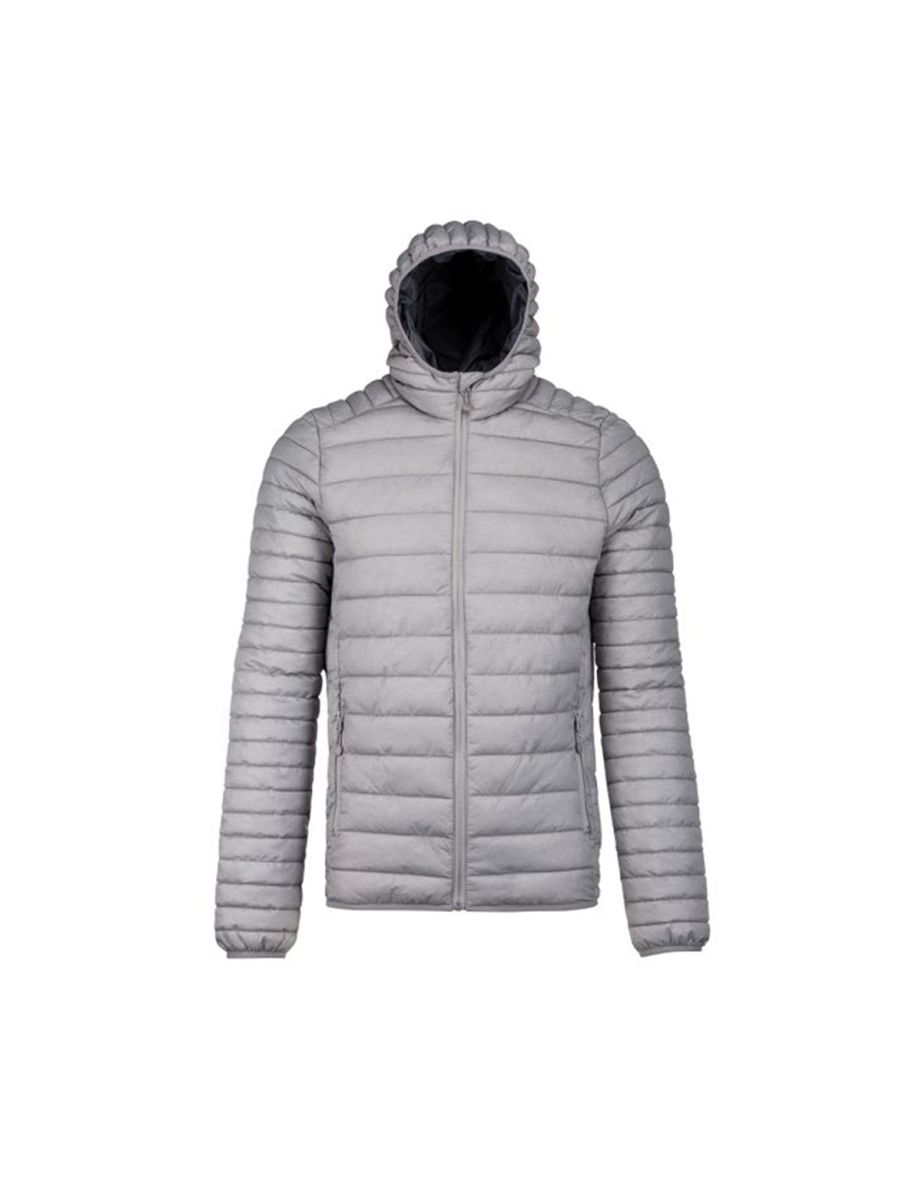 Kariban Mens Lightweight Hooded Down Jacket - Marl Silver