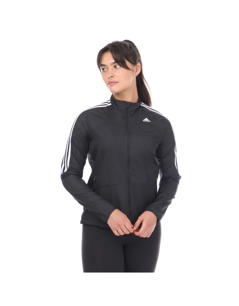Women's adidas Marathon 3 Stripes Running Jacket in Black
