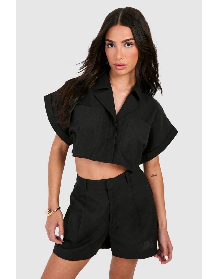 Petite Linen Short - black