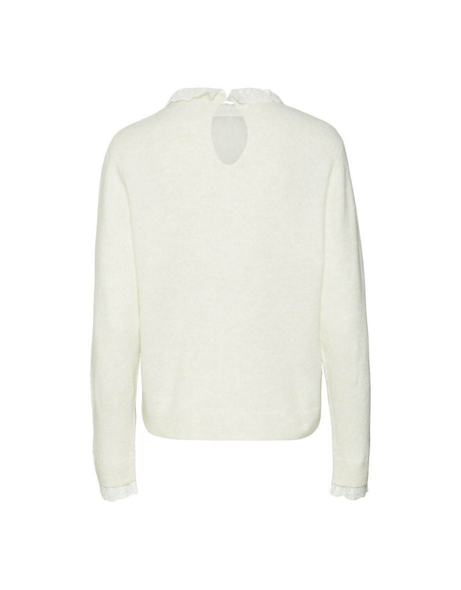 Fine Knit Jumper/Sweater with Broderie Anglaise Collar - 1